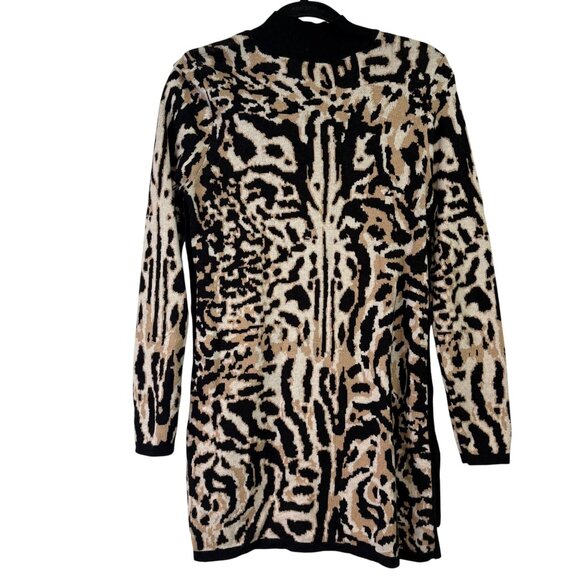 Chicos Animal Print Mock Neck Cashmere Blend Tunic Sweater With Side Buttons Siz - Picture 11 of 14